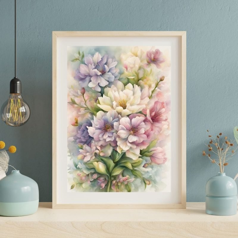 Purple Pink Pastel Colored Flowers Wall Art
