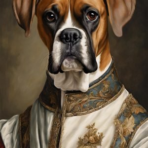 Renaissance Boxer Dog Portrait Painting