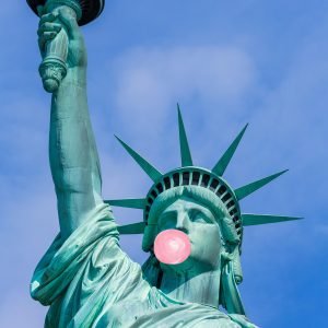 Statue of Liberty Blowing Bubble Gum Print