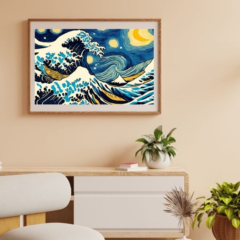 The Great Wave off Kanagawa Starry Night Wall Art