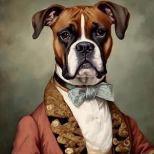 Victorian Boxer Dog Portrait Painting