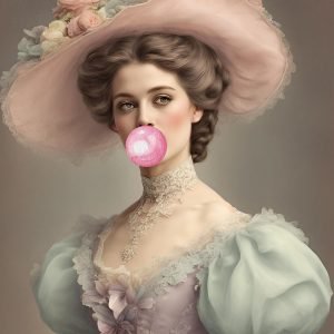 Victorian Woman Blowing Bubble Gum