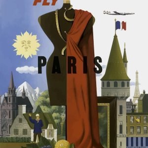Vintage Airline Paris Travel Poster