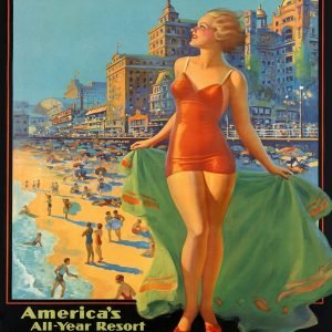 Vintage Atlantic City Pennsylvania Railroad Advertising Poster