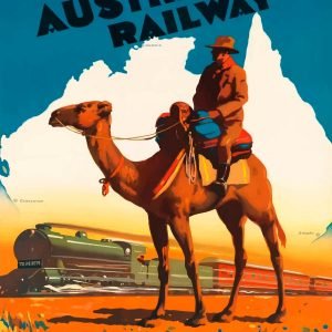 Vintage Australia Travel Poster Trans-Australian Railway