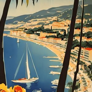 Vintage Cote d Azur Travel Poster