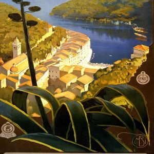Vintage Italian Riviera Portofino Santa Margherita Rapallo Travel Poster