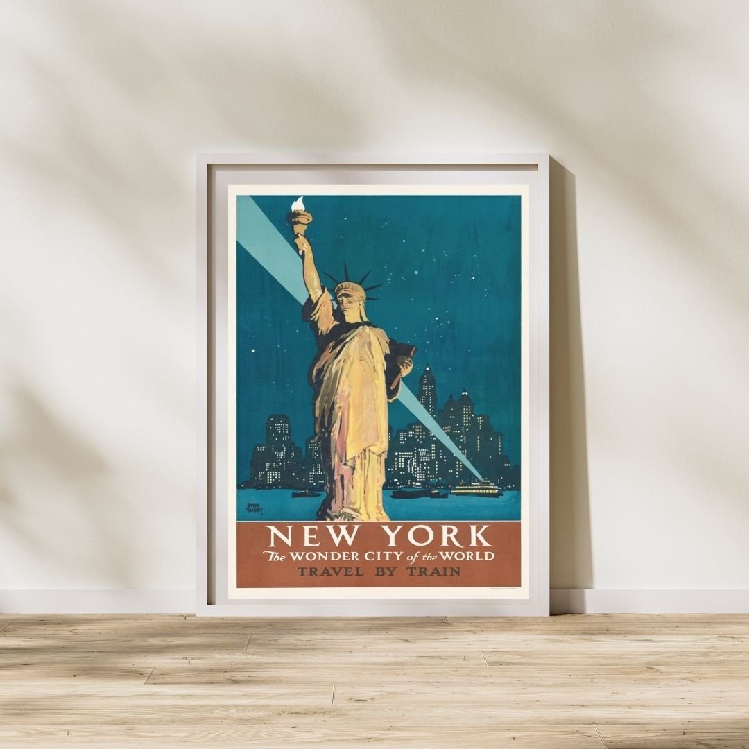 Vintage New York Travel Poster The Wonder City of the World Wall Decor