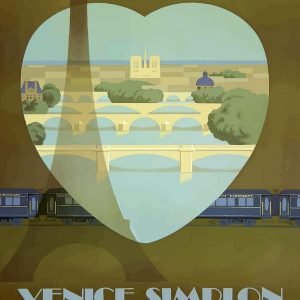 Vintage Paris Venice Simplon Orient Express Train Travel Poster
