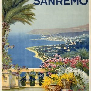Vintage Sanremo Alicandri Roma Travel Poster
