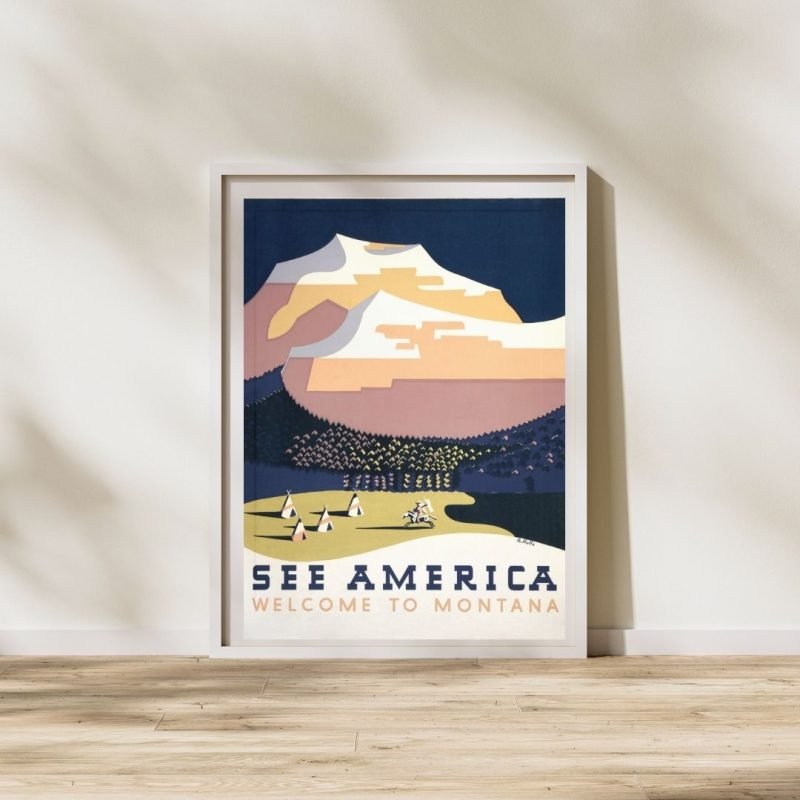 Vintage See America Welcome to Montana Travel Poster Wall Decor