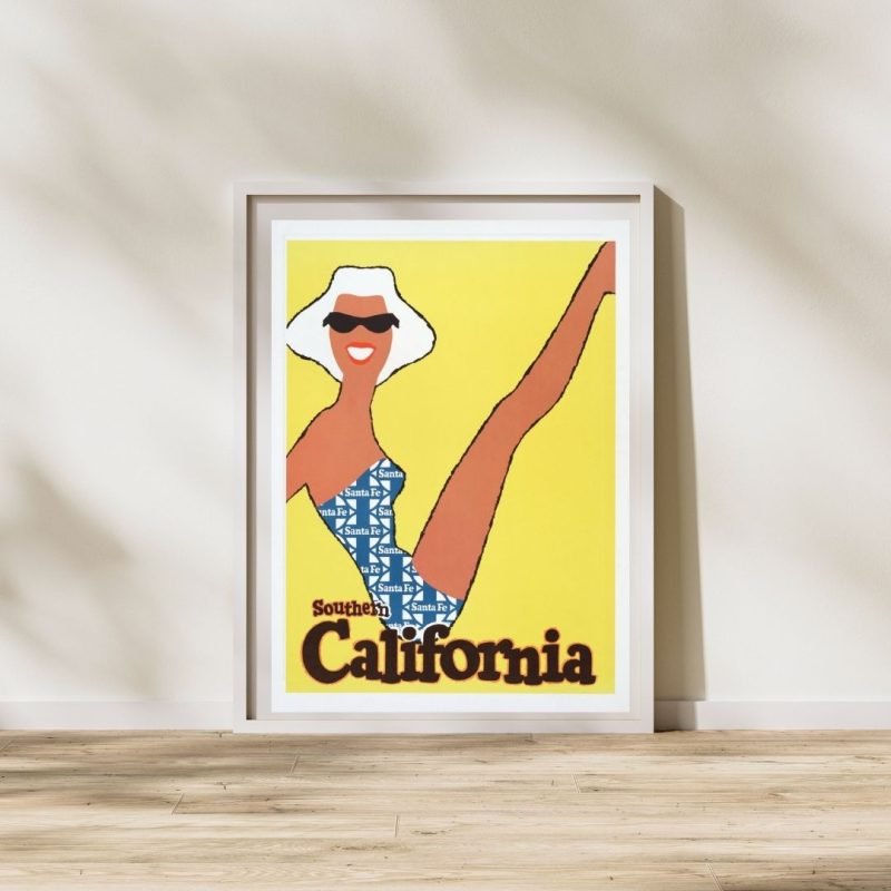 Vintage Southern California Poster Girl in Sante Fe Bathing Suit Wall Decor