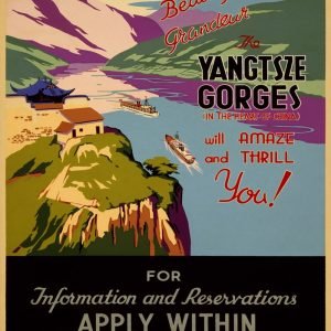 Vintage Yangtsze Gorges River China Travel Poster