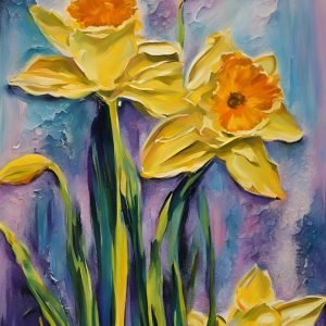 Yellow Trumpet Daffodils Abstract Painting
