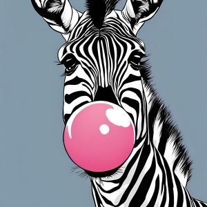 Zebra Blowing Bubble Gum