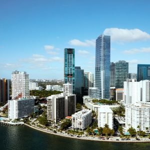Aerial view Biscayne Bay Miami Beach Florida Poster