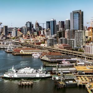 Aerial view of the Seattle Washington Poster