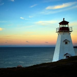 Coastal Lighthouse Sunset Poster