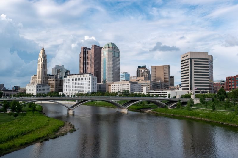 Downtown Columbus Poster View from Main St Bridge