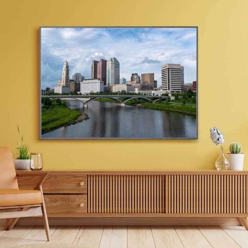 Downtown Columbus Poster View from Main St Bridge Room Decor
