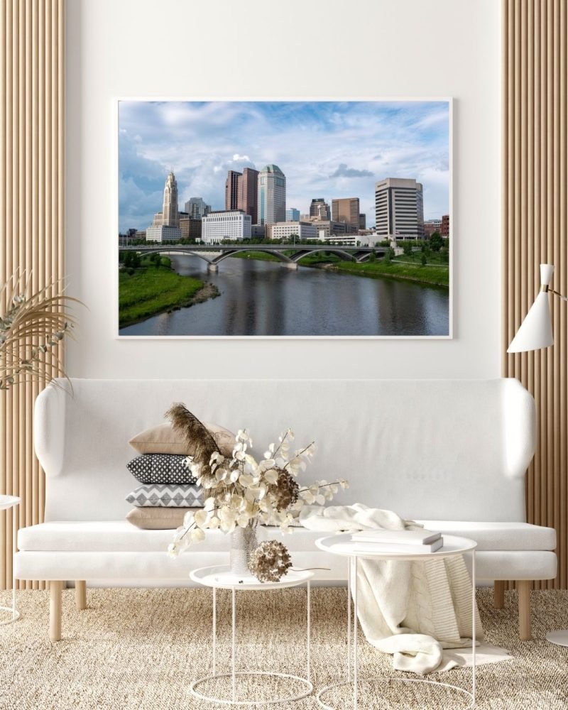Downtown Columbus Poster View from Main St Bridge Wall Decor