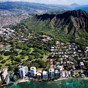 Hawaii Poster Aerial view of Waikiki Beach Honolulu