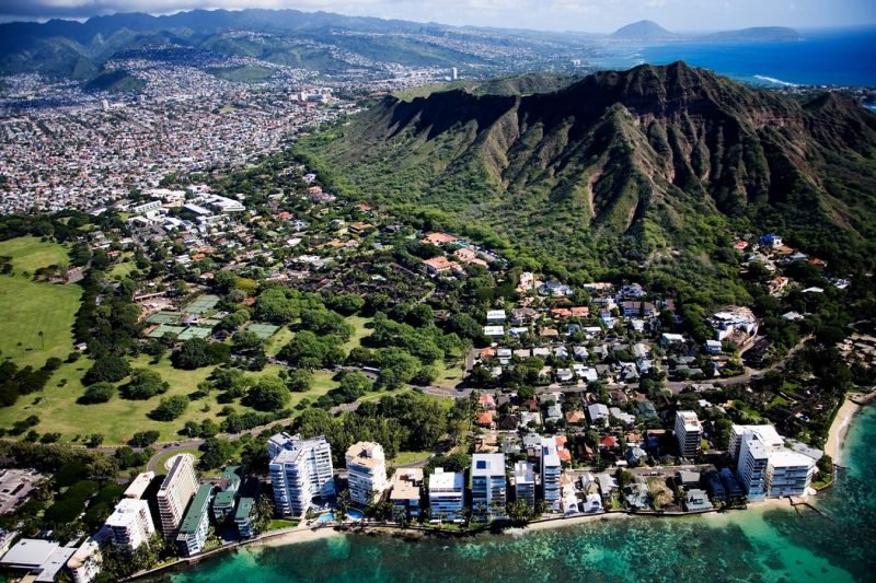 Hawaii Poster Aerial view of Waikiki Beach Honolulu