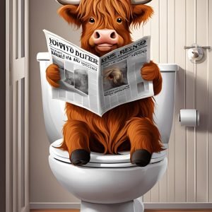 Highland Cow On Toilet Print