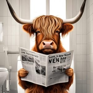 Highland Cow on Toilet Picture