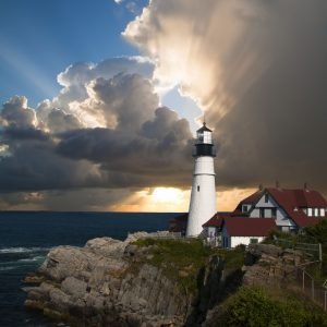 Lighthouse Sunrise Landscape Poster