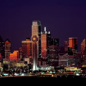 Texas Dallas Poster Dusk View