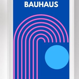 Bauhaus Art Poster Blue Pink White