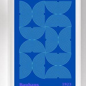 Bauhaus Art Poster Blue SemiCircles
