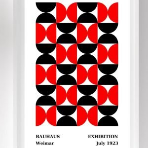 Bauhaus Art Poster Exhibition Red Black Semicircle Shapes art