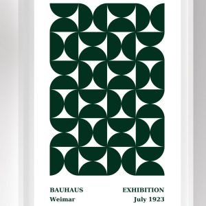 Bauhaus Art Poster Green Semicircles