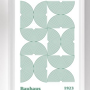 Bauhaus Art Poster Green Semicircles