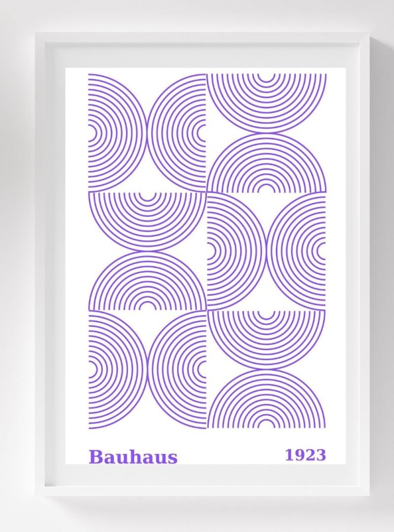 Bauhaus Art Poster Purple Half Circles