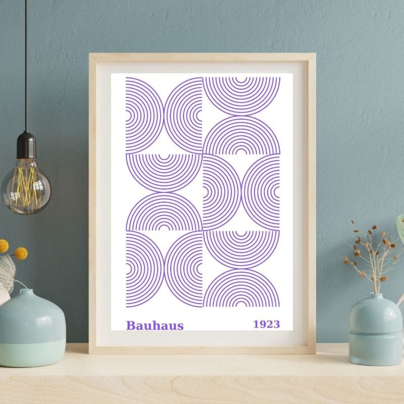 Bauhaus Art Poster Purple Half Circles wall art