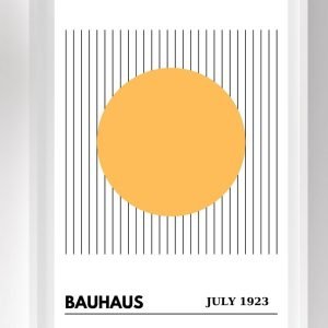 Bauhaus Art Poster Striped Orange Circle