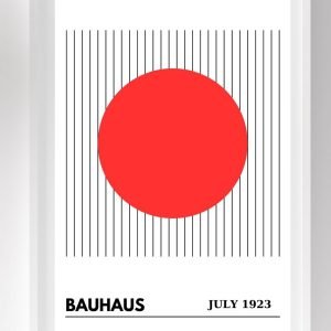 Bauhaus Art Poster Striped Red Circle