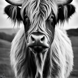 Black White Highland Cattle Poster