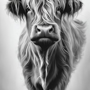 Black White Highland Cow Wall Art