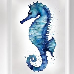 Blue Sea Horse Print