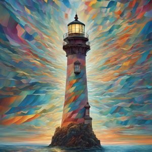 Bright Colorful Lighthouse Print