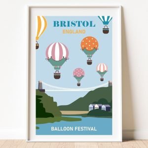 Bristol England Travel Poster Balloon Festival
