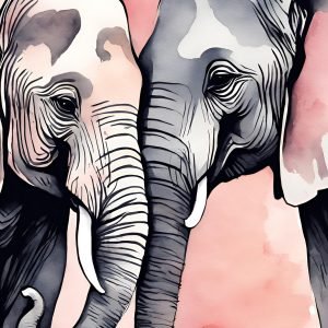 Cute Elephant Couple Print