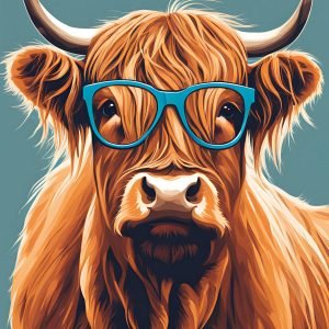 Highland Cow with Glasses