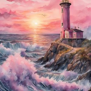 Lighthouse Print in Pink Hues