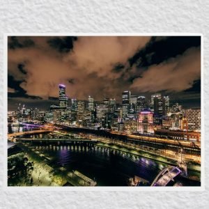 Melbourne Night Cityscape Poster