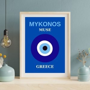 Mykonos Muse Evil Eye Travel Poster Wall Art
